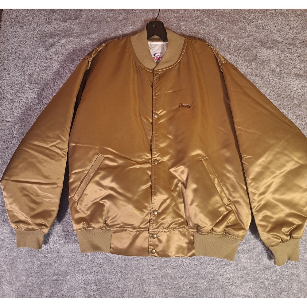 GAME Sportswear Mens Nylon Bomber Jacket XXL Harness Racing Horse Gold USA 81864 - Picture 2 of 16